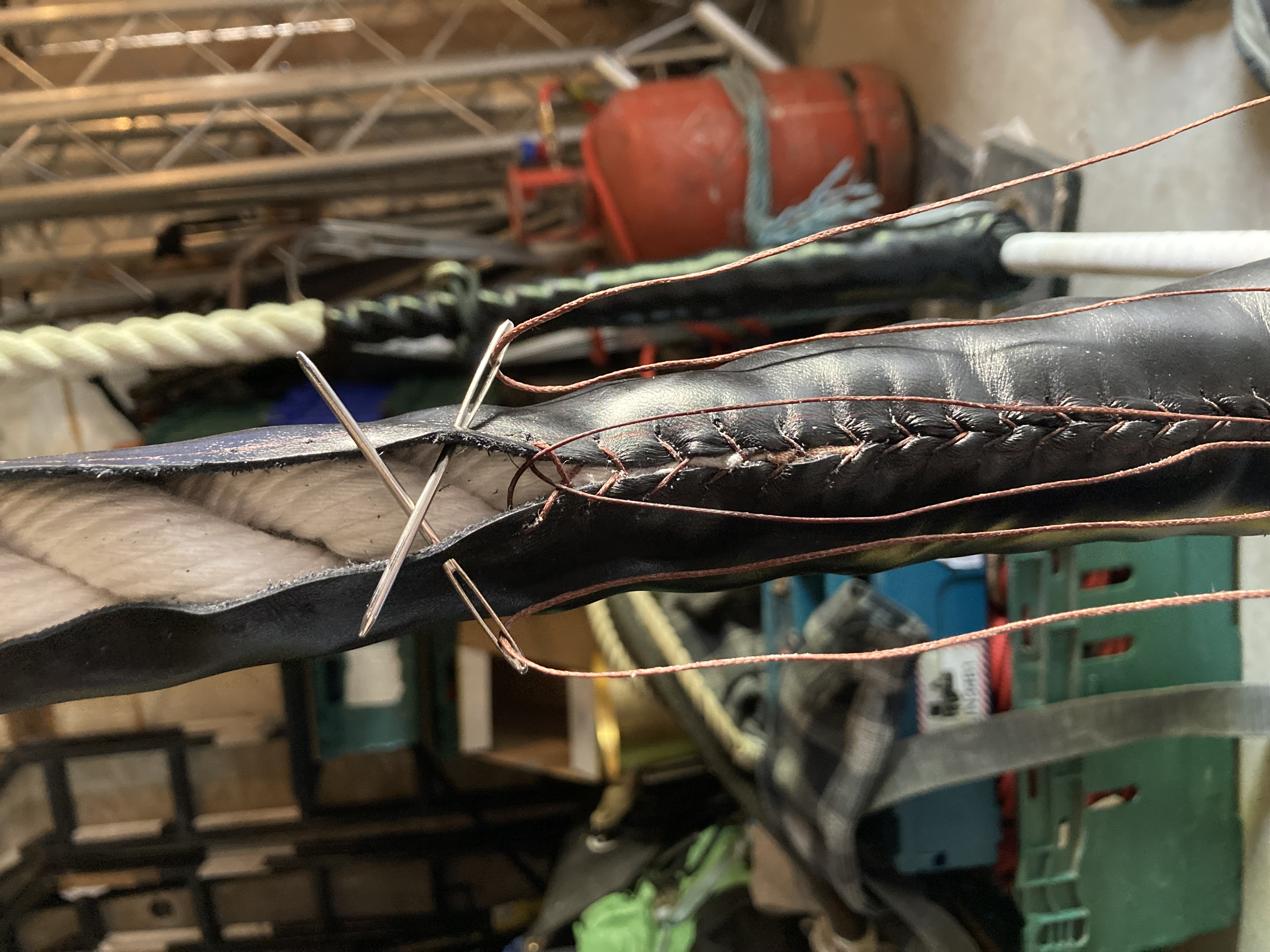 Leather sheepskin cover for trapeze bar